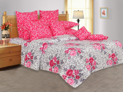28% OFF on Salona Bichona Cotton Geometric Single Bedsheet 1 Single Bedsheet, 1 Pillow cover, Pink