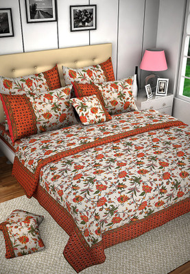 15% OFF on Shilpi Cotton Floral Double Bedsheet Multicolor