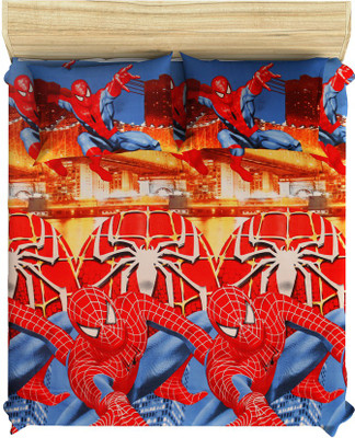 38% OFF on Milano Cotton Animal Queen Bedsheet 1 Bedsheet, 2 Pillow Covers, Blue, Red