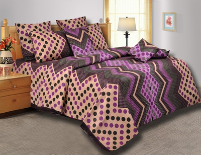 28% OFF on Salona Bichona Cotton Geometric Single Bedsheet 1 Bedsheet, 1 Pillow Cover, Purple