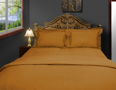 Just Linen Cotton Solid Extra Large Bedsheet 1 Double Flat Sheet, 2 Large Size Pillow Covers, Brown