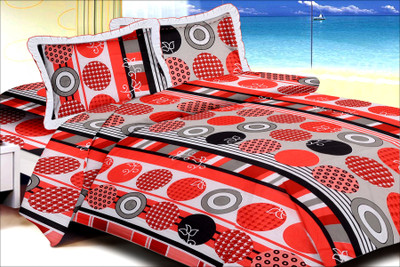 Fashigo Cotton Polka Double Bedsheet 1 Bedsheet, 2 Pillow Covers, Red Fashigo Cotton Polka Double Bedsheet 1 Bedsheet, 2 Pillow Covers, Red