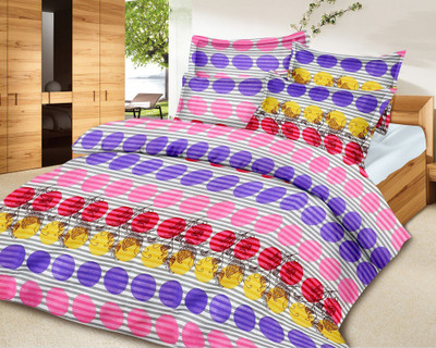 47% OFF on Floor Fashion Cotton Abstract Double Bedsheet 1 Double bedsheet, 2 Pillow Covers, Multicolor