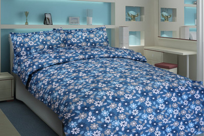 70% OFF on Ahmedabad Cotton Cotton Floral Single Bedsheet 1 Single Bedsheet, 1 Pillow Cover, Blue