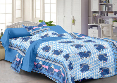 2% OFF on Story @ Home Cotton Floral Single Bedsheet 1 Single Bedsheet with 1 Pillow Cover, Blue