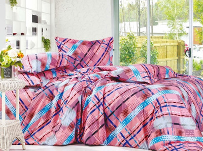 56% OFF on Silver Thread Polycotton Checkered Double Bedsheet 1 Bedsheet, Multicolor