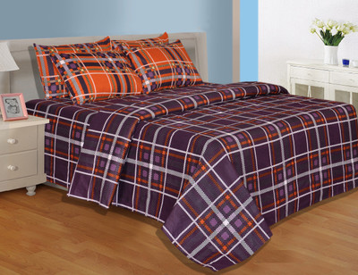 28% OFF on Salona Bichona Cotton Checkered Single Bedsheet 1 Single Bedsheet, 1 Pillow cover, Black