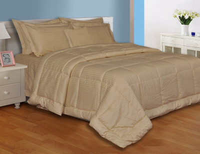 27% OFF on Salona Bichona Satin Solid King Bedsheet 1 Bedsheet, 2 Pillow Covers, Brown