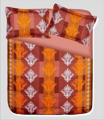 14% OFF on RR Textile House Cotton, Satin Printed Double Bedsheet 1Bedsheet, 2PillowCover, Orange