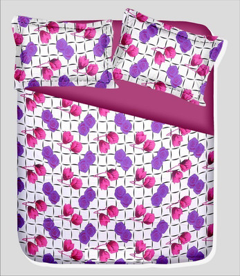 14% OFF on RR Textile House Cotton, Satin Printed Double Bedsheet 1Bedsheet, 2PillowCover, Purple