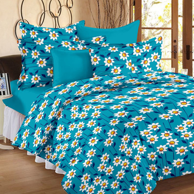 70% OFF on Ahmedabad Cotton Cotton Floral Single Bedsheet 1 Single Bedsheet & 1 Pillow Cover, Blue