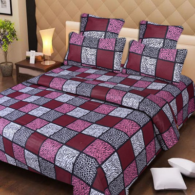 67% OFF on Home Elite Cotton Checkered Double Bedsheet 1 Bedsheet, 2 Pillow Cover, Multicolor