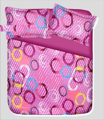 14% OFF on RR Textile House Cotton, Satin Printed Double Bedsheet 1Bedsheet, 2PillowCover, Pink