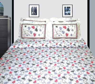 10% OFF on Petals Cotton, Satin Floral Double Bedsheet