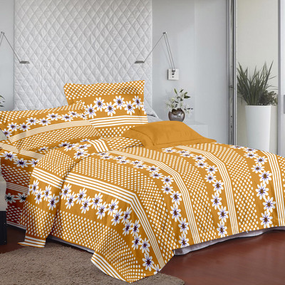 60% OFF on Ahmedabad Cotton Cotton Floral Single Bedsheet 1 single bedsheet & 1 pillow cover, Brown