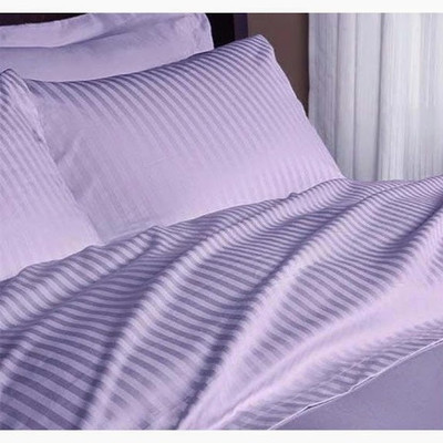 25% OFF on Amrich Cotton Striped Queen Bedsheet 1 Bedsheet, 2 Pillow Covers, Lavender