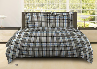 30% OFF on Bombay Dyeing Cotton Checkered King Bedsheet 1 Double Bedsheet, 2 Pillow Covers, Multicolor
