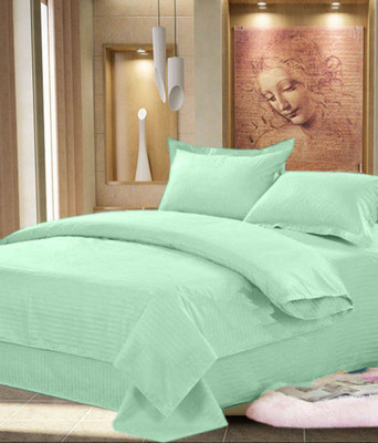 62% OFF on Shopgrab Cotton Striped Double Bedsheet 1 bed sheet with 2 pillow cover, Green