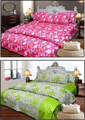 38% OFF on JBG Home Store Cotton Floral King Bedsheet 2 Bedsheets, 4 Pillow Covers, Multicolor