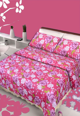 59% OFF on IWS Polycotton Printed Double Bedsheet 1 Double Bedsheet, 2 Pillow cover, Multicolor