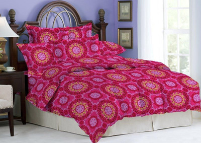 4% OFF on Bombay Dyeing Polycotton Printed Single Bedsheet 2 Pillow covers, 1 Bedsheet, Red