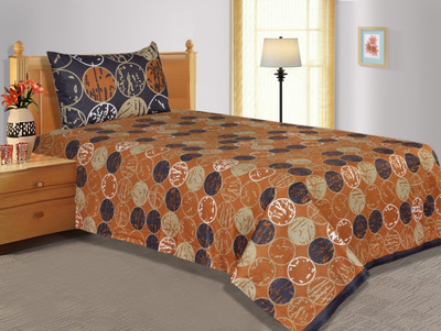 50% OFF on Salona Bichona Cotton Geometric Single Bedsheet 1 Bedsheet, 1 Pillow Cover, Brown