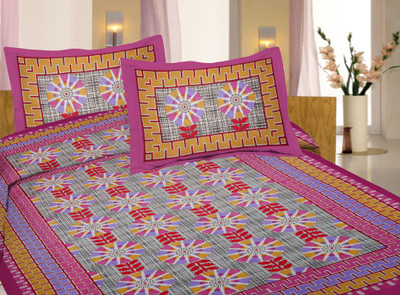 60% OFF on Lali Prints Cotton Printed Single Bedsheet 1 Bedsheet, 1 Pillow Cover, Pink