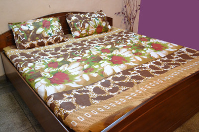 28% OFF on Style n Comfort Polycotton Printed Double Bedsheet Double Bedsheet, Two Pillow Covers, Multicolor