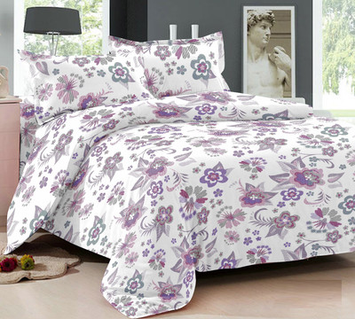 70% OFF on Ahmedabad Cotton Cotton Floral Double Bedsheet 1 double bedsheet, 2 pillow covers, White, Purple 70% OFF on Ahmedabad Cotton Cotton Floral Double Bedsheet 1 double bedsheet, 2 pillow covers, White, Purple