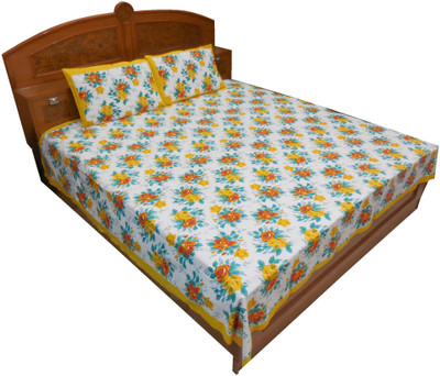52% OFF on Kismat Collection Cotton Printed Double Bedsheet 1 Bedsheet, 2 Pillow Covers, Multicolor