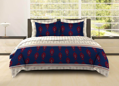 38% OFF on Bombay Dyeing Cotton Batik Double Bedsheet 1Double Bedsheet, 2Pillow Cover, Blue