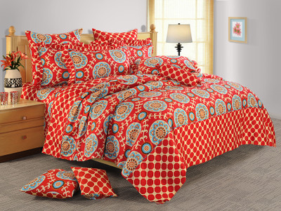 20% OFF on Salona Bichona Cotton, Satin Geometric Single Bedsheet 1 Bedsheet, 1 Pillow Cover, Red