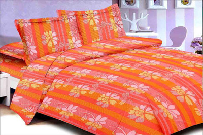 50% OFF on Floorfashion Cotton Abstract Double Bedsheet 1 Bedsheet, 2 Pillow covers, Multicolor