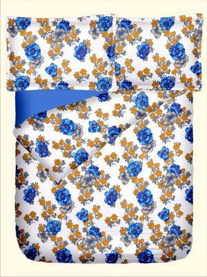 47% OFF on RR Textile House Cotton, Satin Printed King Bedsheet 1Bedsheet, 2PillowCover, Blue