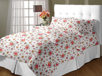 9% OFF on Blush Cotton Printed Double Bedsheet