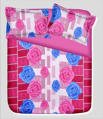 14% OFF on RR Textile House Cotton, Satin Printed Double Bedsheet 1Bedsheet, 2PillowCover, Pink