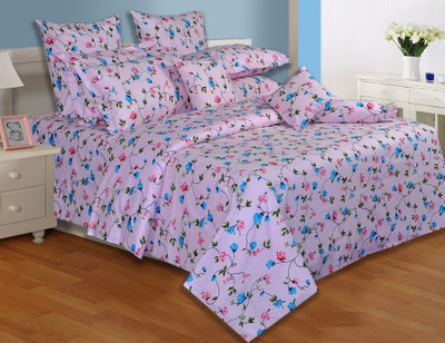 33% OFF on Salona Bichona Cotton Floral Double Bedsheet 1 Bedsheet, 2 Pillow Covers, White