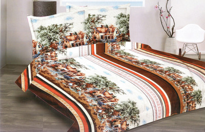 56% OFF on Komfort Linen Cotton Printed Double Bedsheet