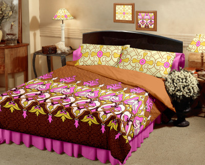 10% OFF on Raymond Cotton Printed Double Bedsheet 1 Bedsheet, 2 Pillow Cover, Brown