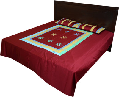 4% OFF on Bichawan Cotton Embroidered Double Bedsheet