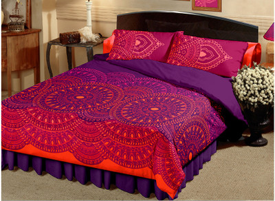 Raymond Cotton Printed Double Bedsheet 2 Pillow Covers, 1 Bedsheet, Pink||Purple Raymond Cotton Printed Double Bedsheet 2 Pillow Covers, 1 Bedsheet, Pink||Purple