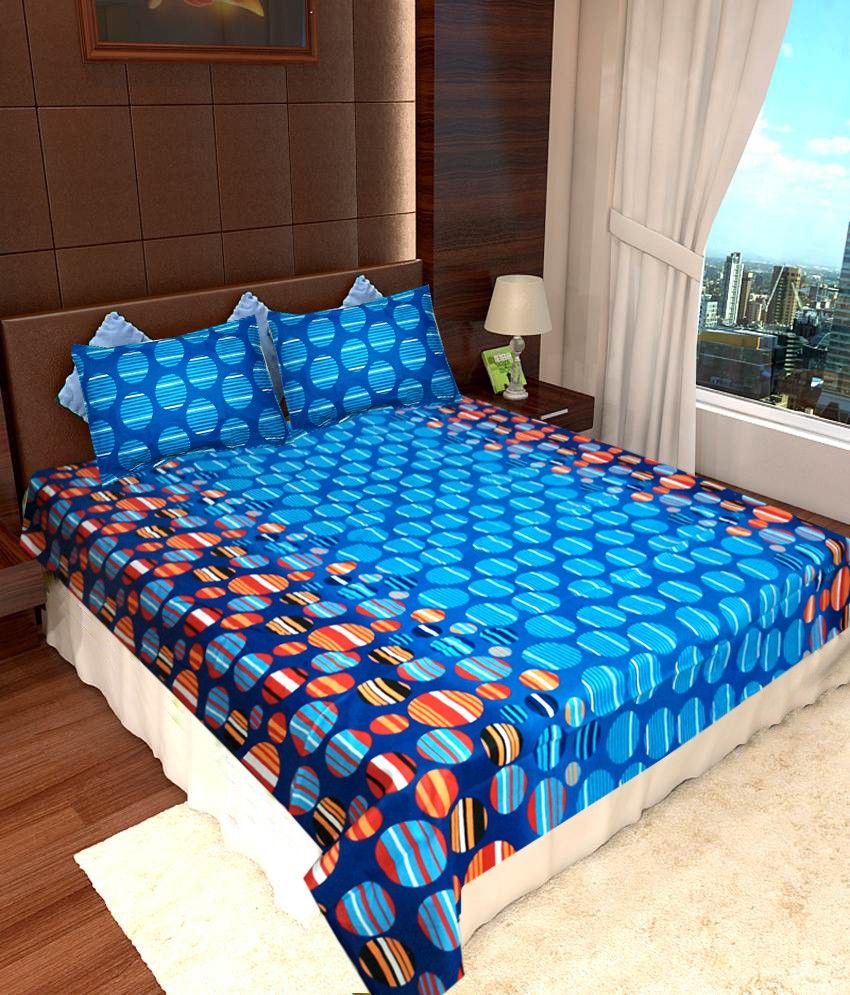 62% OFF on Homefab India Cotton Geometric Double Bedsheet