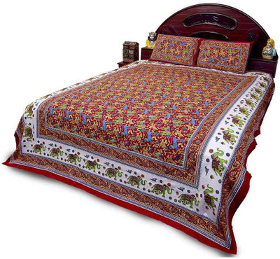 41% OFF on Sunshine Rajasthan Cotton Printed Double Fitted Bedsheet