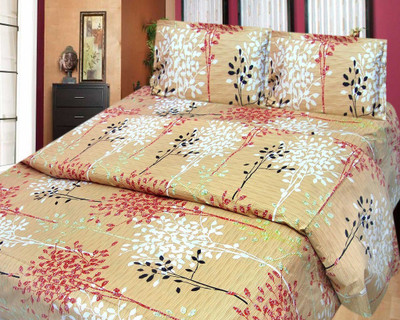 58% OFF on Cosmosgalaxy Cotton Floral Double Bedsheet