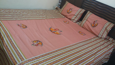 19% OFF on Miracle Furnishings Cotton Embroidered Double Bedsheet