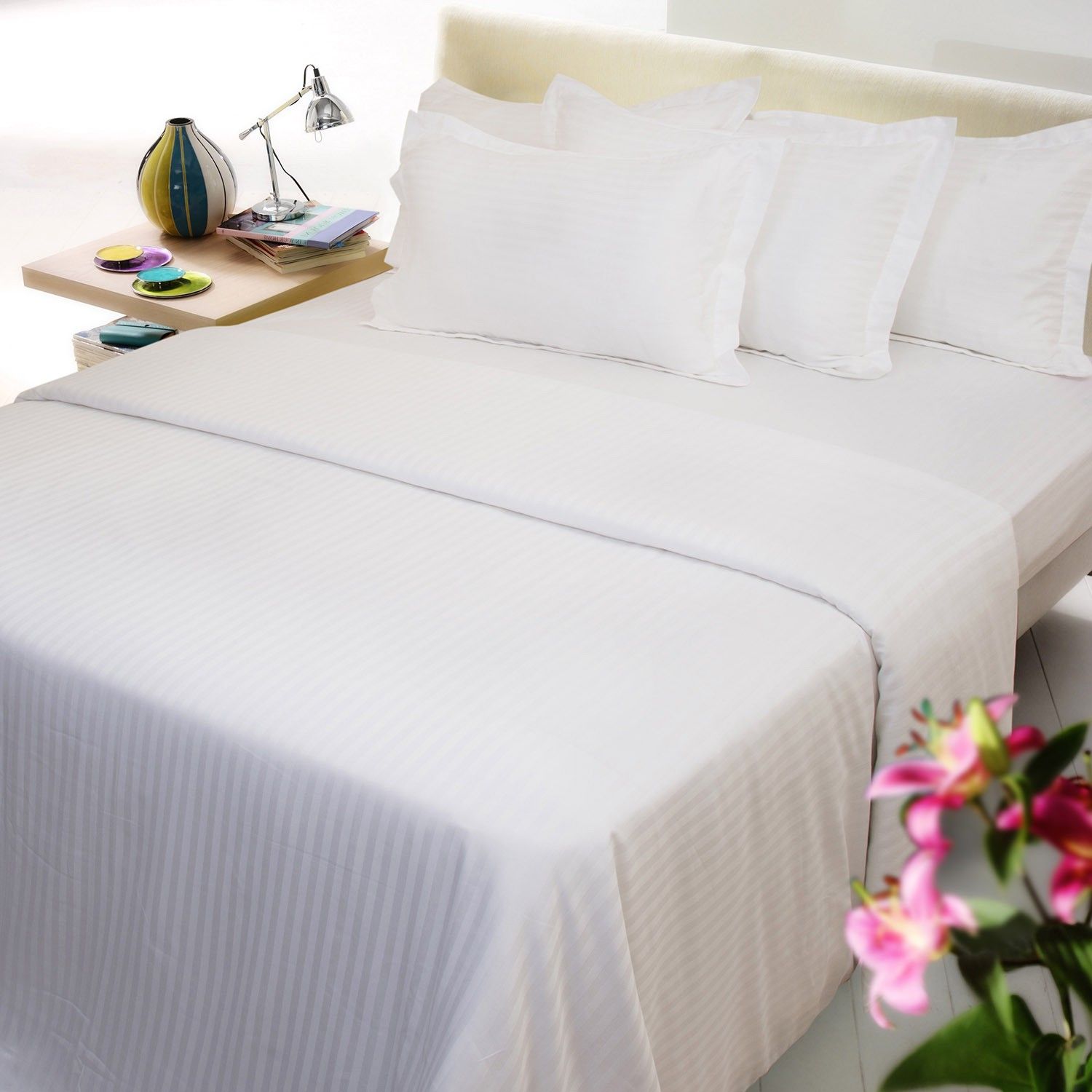 22% OFF on Mark Home Cotton Striped Double Fitted Bedsheet