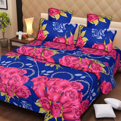 65% OFF on Home Elite Cotton Printed Queen Bedsheet 1 Bedsheet, 2 Pillow Covers, Multicolor