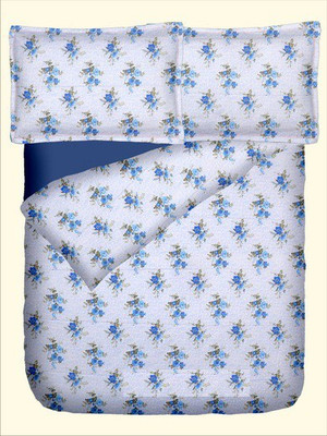 47% OFF on RR Textile House Cotton, Satin Printed King Bedsheet 1Bedsheet, 2PillowCover, Blue
