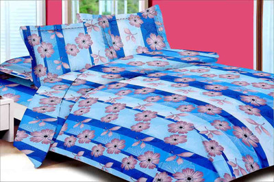53% OFF on Urban Style Cotton Floral Double Bedsheet Bedsheet, Blue