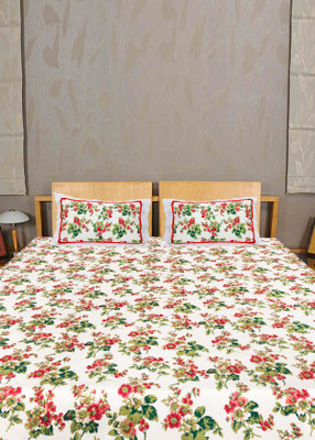 55% OFF on Home Glamour Satin Floral Double Bedsheet